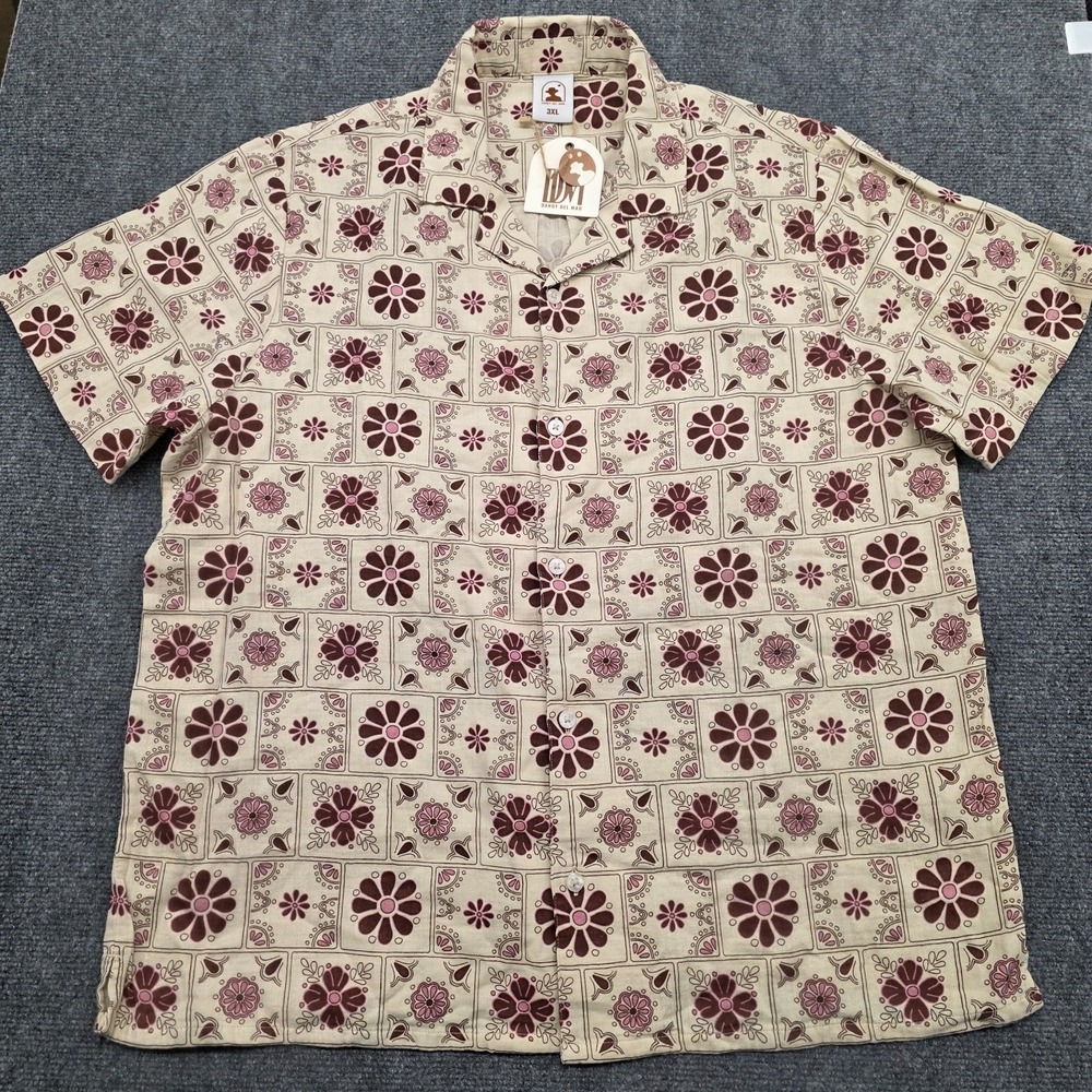 NWT Dandy Del Mar Men's "Classic" cotton Floral Short Sleeve Button-Up Shirt 3XL